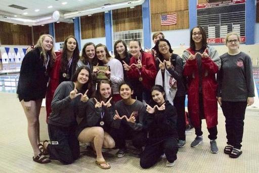 The Wildcat Swimming Women Celebrate First Place